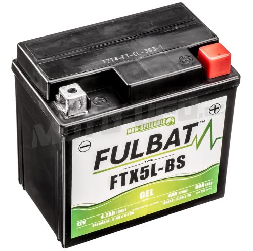 Baterie 12V, FTX5L-BS / FTZ6S GEL, 12V, 4Ah, 80A, bezúdržbová GEL technologie 113x70x105 FULBAT (aktivovaná ve výrobě)