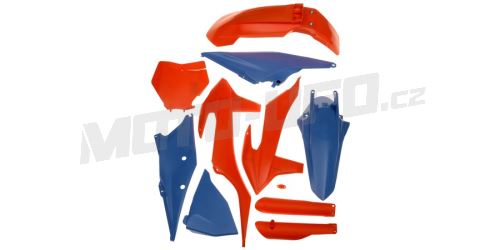 Sada plastů KTM (speciální edice Troy Lee Designs), RTECH (modro-oranžová, 7 dílů, vč. chráničů vidlic)