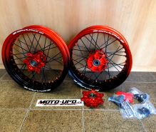 SMPRO PLATINUM zakázková supermoto kola s cush drive zakázková supermoto kola KTM/HUSQVARNA/GASGAS půlené ráfky černá/oranžová - sada SMPRO PLATINUM zakázková supermoto kola s cush drive zakázková supermoto kola KTM/HUSQVARNA/GASGAS půlené ráfky černá/oranžová - sada
