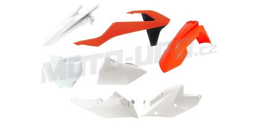 Sada plastů KTM, RTECH (oranžovo-bílé, 6 dílů, vč. levého krytu vzduch filtru)