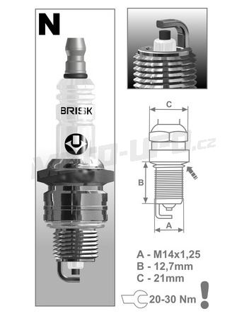 Zapalovací svíčka N17YC řada Super, BRISK - Česká Republika