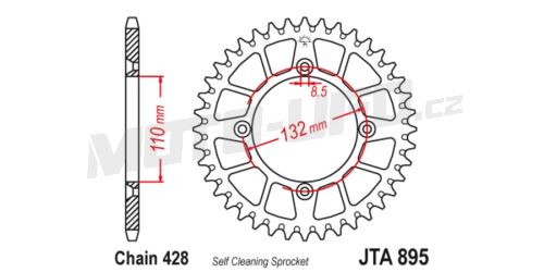 Duralová rozeta pro sekundární řetězy typu 428, JT (48 zubů)