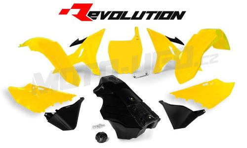 Sada plastů Yamaha - REVOLUTION KIT pro YZ 125/250 02-21, RTECH (žluto-černá, 7 dílů)