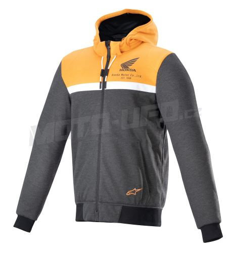 Bunda CHROME STREET HOODIE HONDA kolekce, ALPINESTARS (černá/šedá/oranžová)