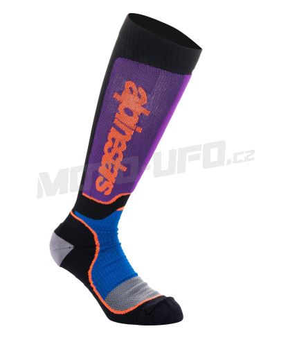 Ponožky MX PLUS, ALPINESTARS (černá/oranžová/fialová/modrá/šedá) 2024