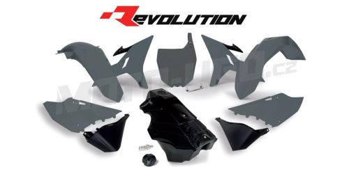 Sada plastů Yamaha - REVOLUTION KIT pro YZ 125/250 02-21, RTECH (limit. edice QUANTUM GREY, šedo-černá, 5 dílů, vč. nádrže