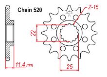 ESJOT 1902-14 zubů, řetězové kolečko KTM350+400+600+620+625+640+660+690+790+890+Husqvarna701