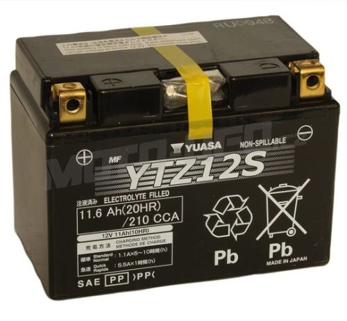 YUASA baterie YTZ12S (12V 11Ah) aktivovaná ve výrobě