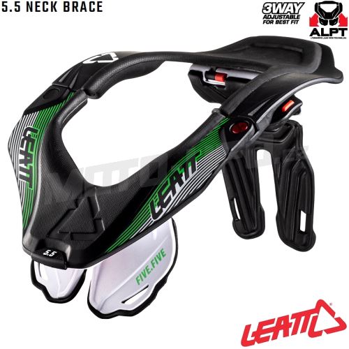 LEATT krční chránič GPX 5.5 Neck Brace – černá, bílá, zelená vel: L/XL