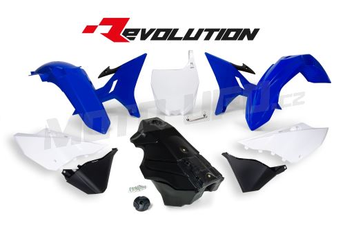 Sada plastů Yamaha - REVOLUTION KIT pro YZ 125/250 02-21, RTECH (modro-bílo-černá, 7 dílů)