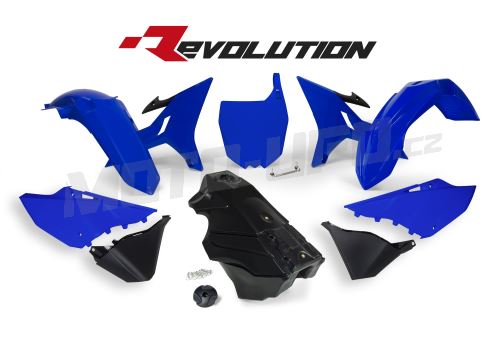 Sada plastů Yamaha - REVOLUTION KIT pro YZ 125/250 02-21, RTECH (modro-černá, 7 dílů)