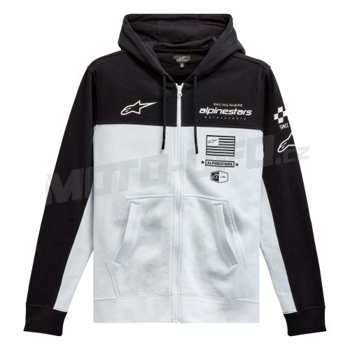 Mikina H BLOCK HOODIE, ALPINESTARS (černá/bílá, vel. XL)