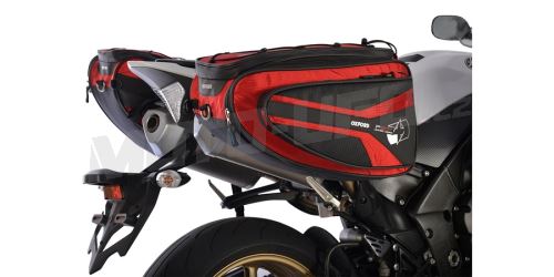 Boční brašny na motocykl P50R, OXFORD (černé/červené, objem 50 l, pár)