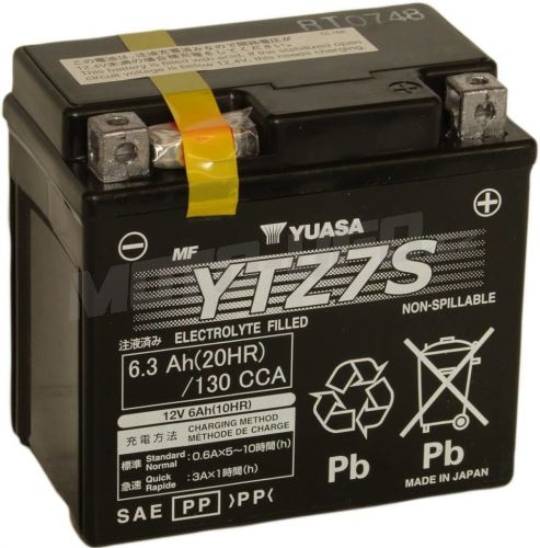 YUASA baterie YTZ7S (12V 6,3Ah) aktivovaná ve výrobě