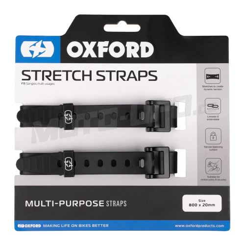 Zavazadlové popruhy Stretch straps, 2 ks, OXFORD (černá, 20mm x 80cm)