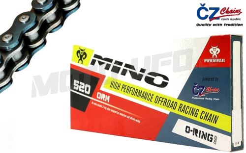 MINO/ČZ řetěz 520 ORM černý 118čl. těsněný/ o kroužkový