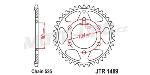 Ocelová rozeta pro sekundární řetězy typu 525, JT (44 zubů)