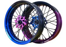 EXCEL G2 ProSeries zakázková supermoto kola KTM/HUSQVARNA/GASGAS půlené ráfky modrá/fialová - sada