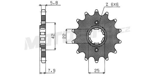 Řetězové kolečko pro sekundární řetězy typu 520, SUNSTAR (15 zubů)