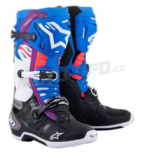 Boty TECH 10 SUPERVENTED, ALPINESTARS, perforované (modrá/fialová/růžová/bílá/šedá/černá) 2025