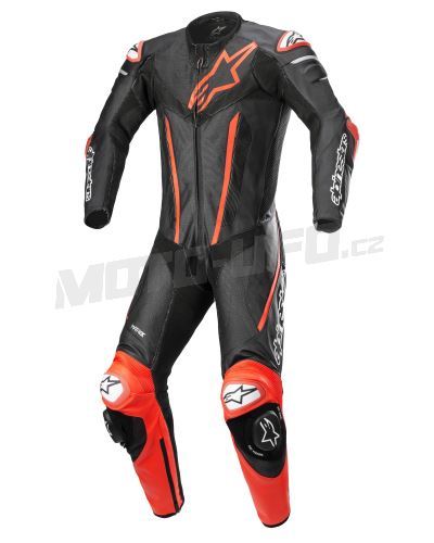 Jednodílná kombinéza FUSION, TECH-AIR kompatibilní, ALPINESTARS (černá/červená fluo, vel. 48)