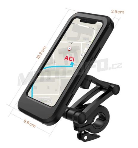 Pouzdro na mobilní telefon včetně 3 držáků 22 - 28 mm (vnitřní rozměry 175 x 80 x 8 mm), Q-TECH