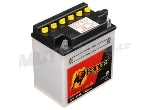 Baterie 12V, YB10L-B, 11Ah, 140A, BANNER Bike Bull 135x90x145