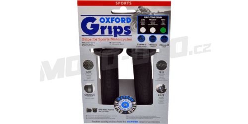 Gripy Sport, OXFORD (černá pryž, tvrdost pryže medium, na řidítka o průměru 22 mm, pár)