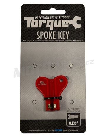 Klíč na předepnutí drátů kol TORQUE, OXFORD (červený, pro dotáhování niplů 3,5 mm/0,136")