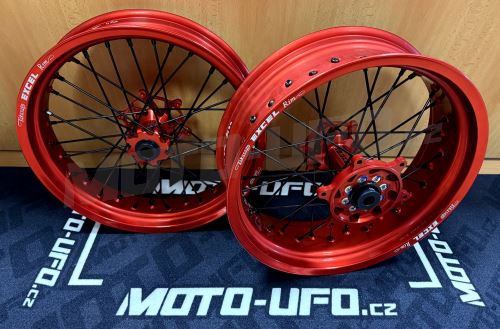 EXCEL G2 ProSeries zakázková supermoto kola, speciální barva červená, zlatá - sada