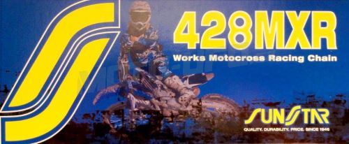 Řetěz 428MXR, SUNSTAR (bezkroužek, barva zlatá, 122 článků)