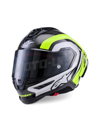 Přilba SUPERTECH R10 ARIUS, ALPINESTARS (karbon/žlutá fluo/bílá) 2026