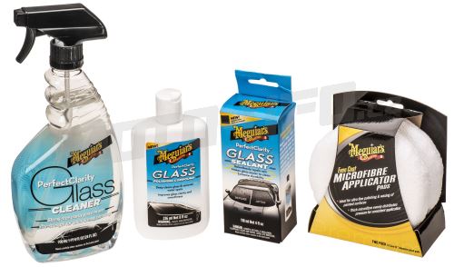 MEGUIARS Perfect Clarity Glass Care Kit - čistič, leštění, tekuté stěrače (sada)