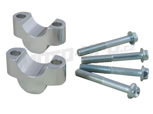 Sada na zvýšení řídítek + 20 mm (průměr 22 mm) vč. šroubů, RTECH (stříbrná)