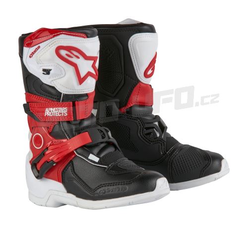 Boty TECH 3S KIDS, ALPINESTARS, dětské (bílá/černá/červená) 2025