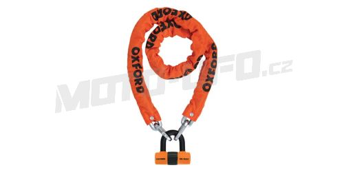 Řetězový zámek na motocykl Heavy Duty, OXFORD (oranžový plášť, délka 1,5 m)