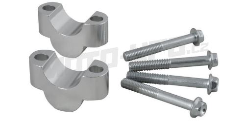 Sada na zvýšení řídítek + 20 mm (průměr 28 mm) vč. šroubů, RTECH (stříbrná)